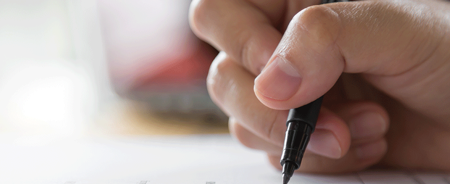  pruebas para selección, selección de personal , mano escribiendo
